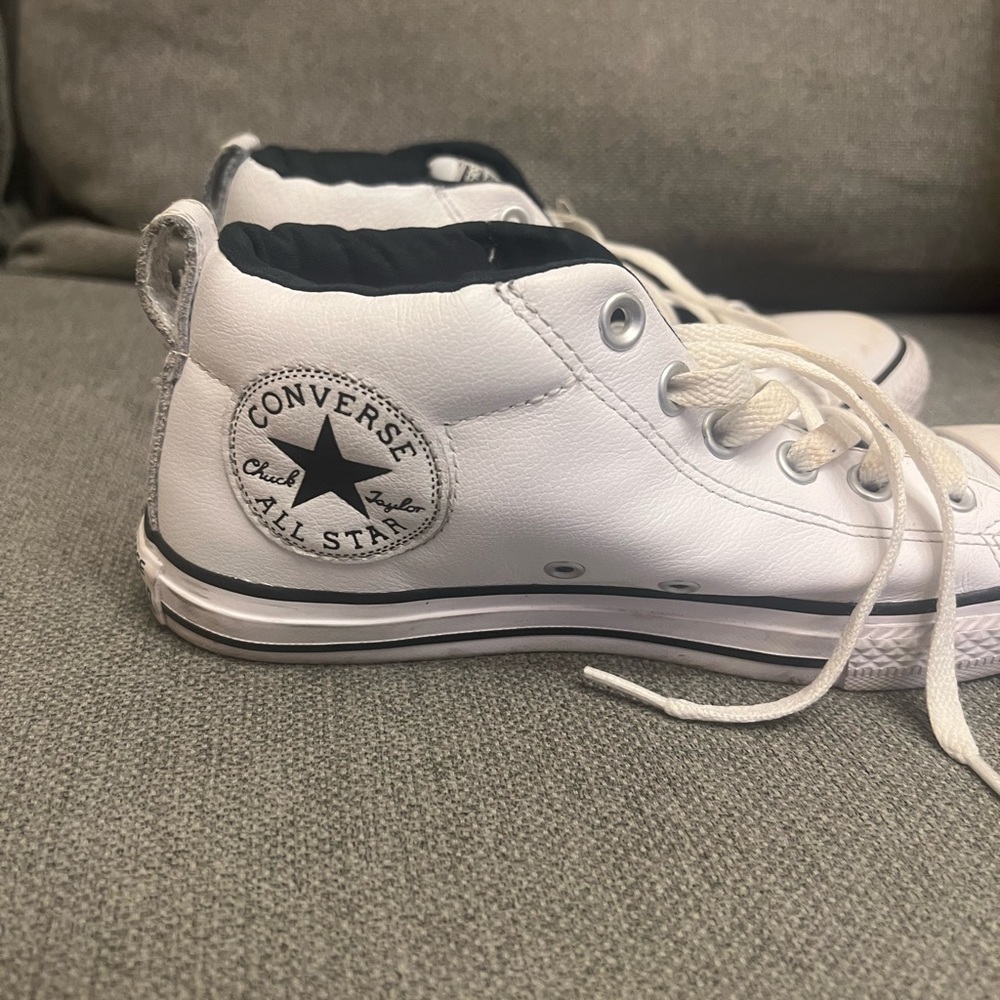 Converse All Star Chuck Taylor Court Street Mid White Leather Sneakers women 5